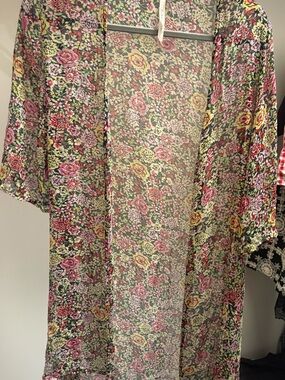 Bellatrix 100% Silk Floral Kimono Cover Up S/M